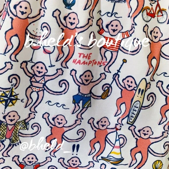 Roller Rabbit Hamptons Monkey Polo Pajamas in Pink Monkey Size XS Brand New NWT